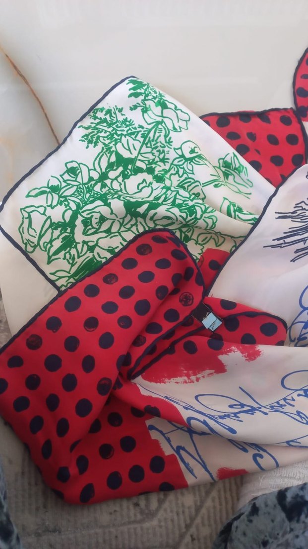 Fermuarlı Kırmızı Vintage Kadın Fular - Görsel 3