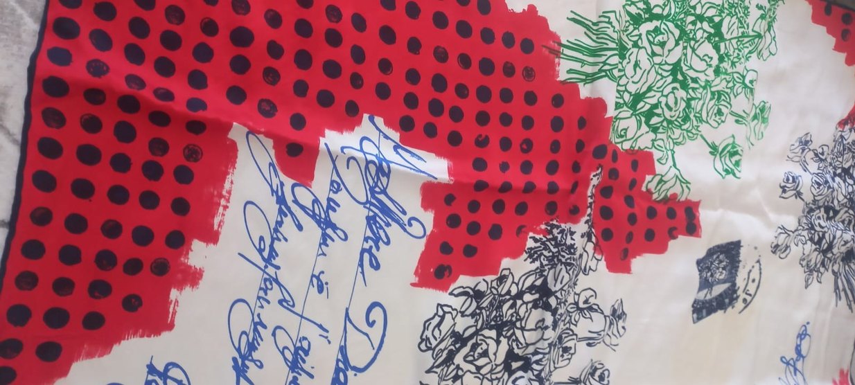 Fermuarlı Kırmızı Vintage Kadın Fular - Görsel 4