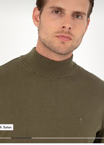 Pierre Cardin Koyu Haki Erkek Yarım Balıkçı Kazak - Görsel 2