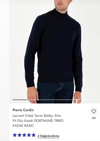 Pierre Cardin Koyu Haki Erkek Yarım Balıkçı Kazak - Görsel 3