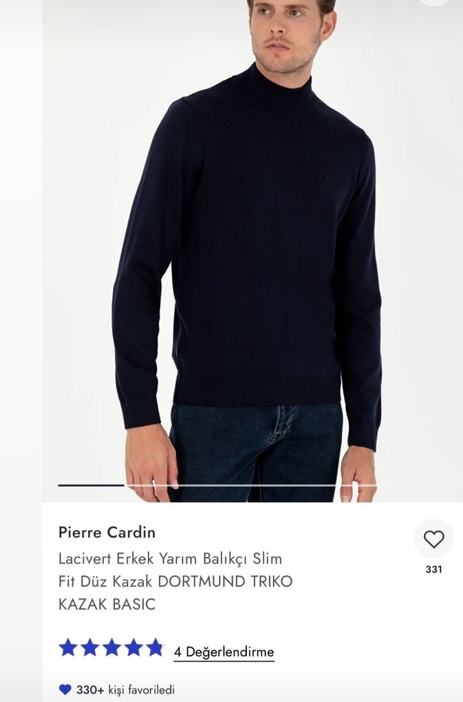 Pierre Cardin Koyu Haki Erkek Yarım Balıkçı Kazak - Görsel 3