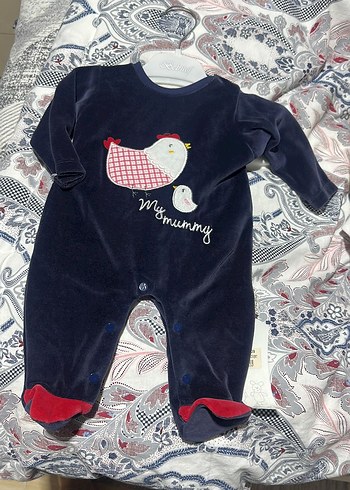 Mavi Erkek Bebek Tulum, Uzun Kollu, Örgü Detaylı - Görsel 6