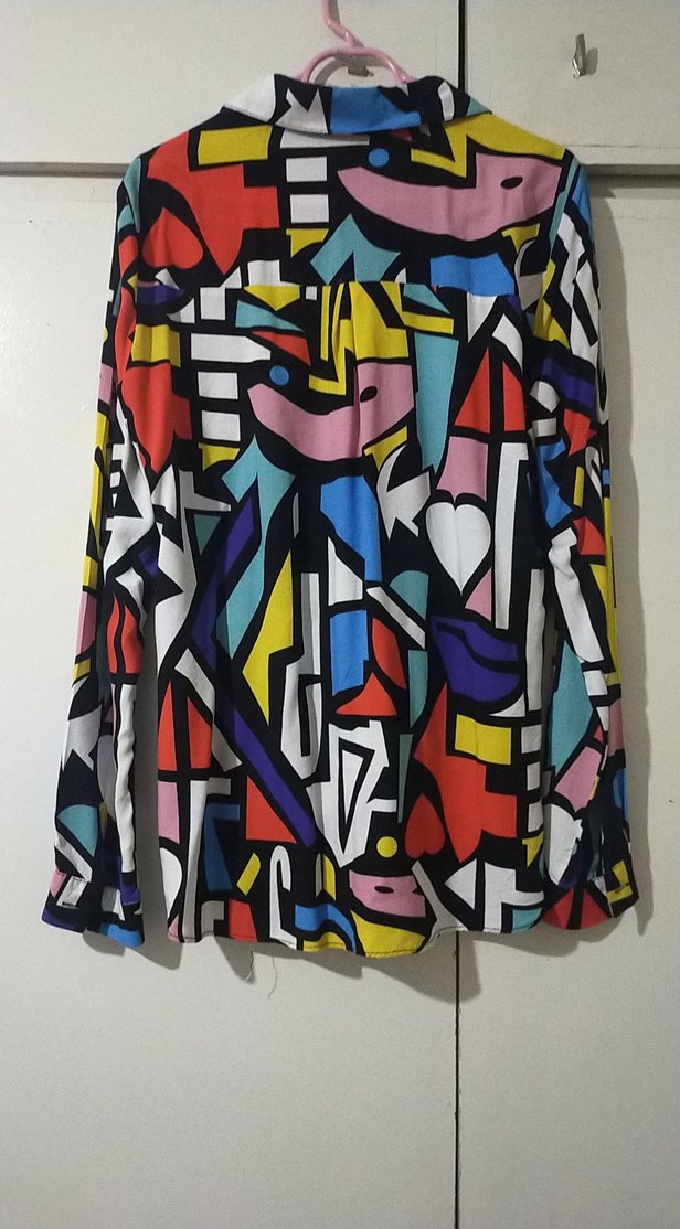 Renkli Desenli Uzun Kollu Kadın Gömlek - Görsel 3