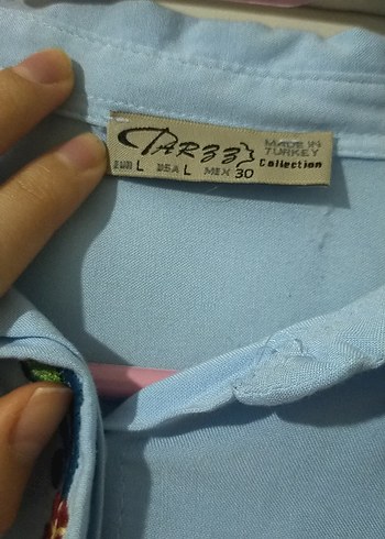 Nakışlı Mavi Bohem Uzun Kollu Gömlek - Görsel 2