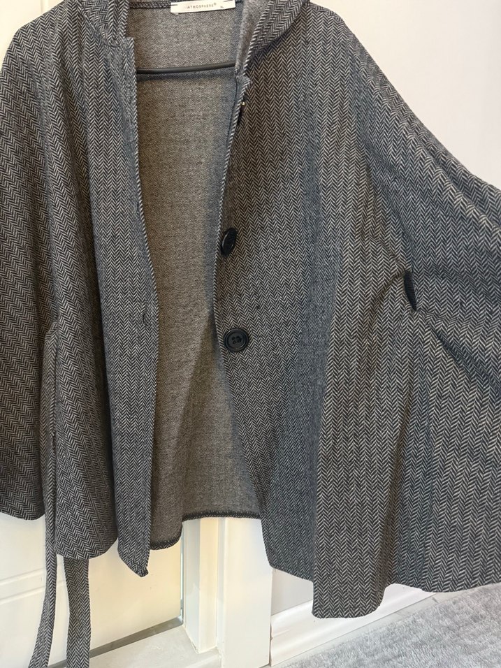 Düğmeli Gri Panço - Görsel 2