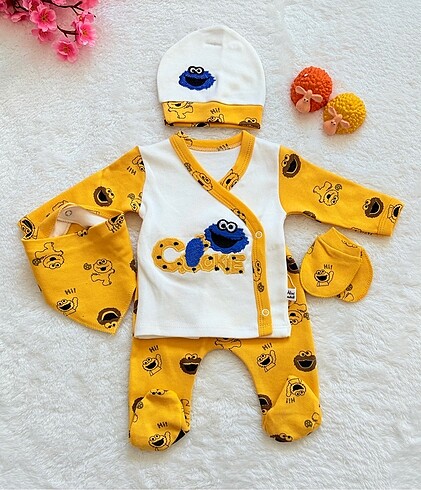 Cooke çikolata canavarı desenli yenidoğan hastane çıkışı bebek t - Görsel 2