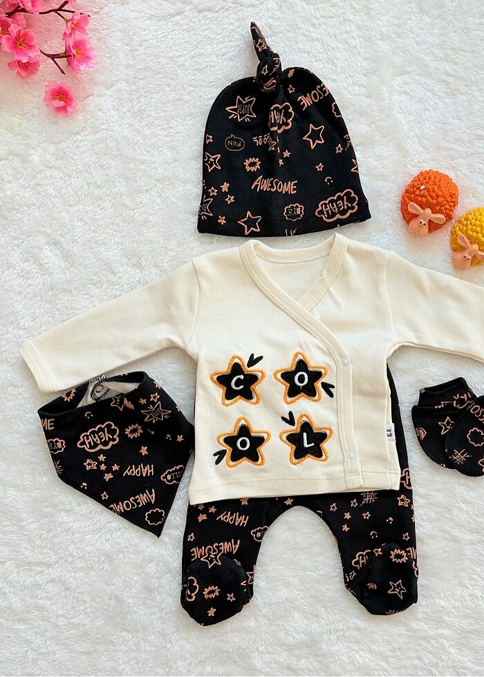 Cool baskılı yenidoğan hastane çıkışı bebek takımı - Görsel 2