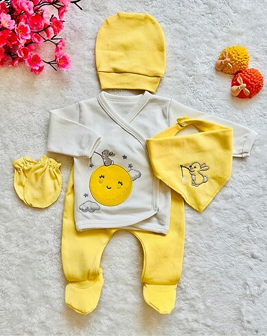 0 pamuklu Yenidoğan bebek takımı - Görsel 2