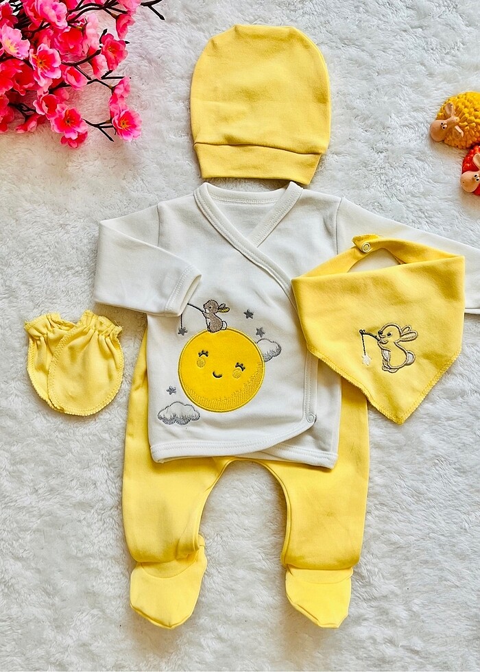 0 pamuklu Yenidoğan bebek takımı - Görsel 2