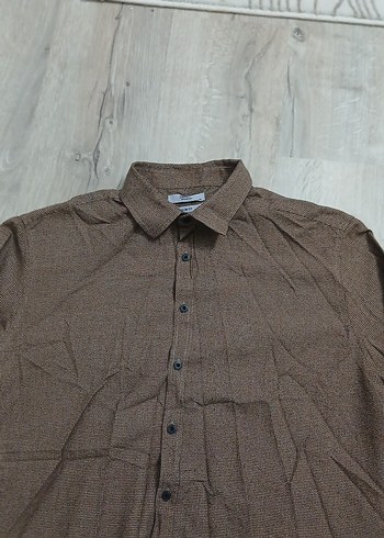 Bej Erkek Keten Gömlek, Uzun Kollu, Düğmeli - Görsel 2