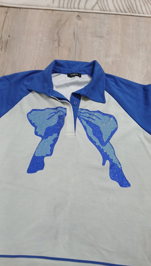 Düğmeli Mavi Gri Kısa Kollu Hamile Tişörtü - Görsel 2