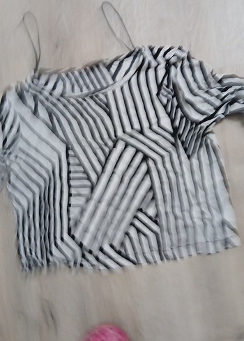 Zebra Desenli Uzun Kollu Keten Bluz - Görsel 2