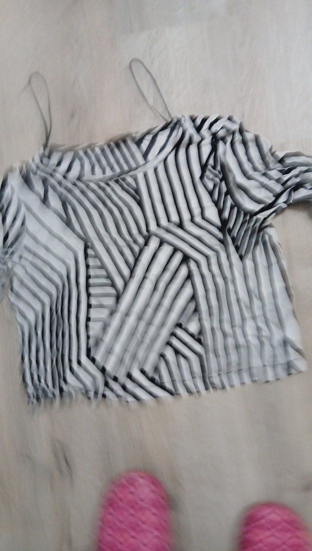 Zebra Desenli Uzun Kollu Keten Bluz - Görsel 2