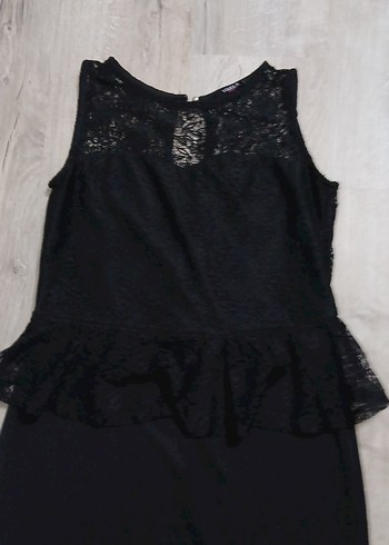 Siyah Dantelli V Yaka Mini Elbise - Görsel 3