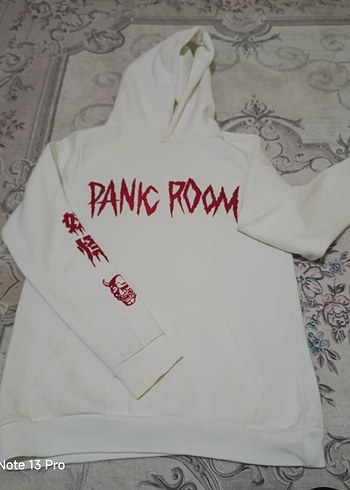 Beyaz Kapüşonlu Punk Tarzı Sweatshirt