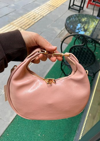 Pembe Deri Kadın Çanta Fermuarlı