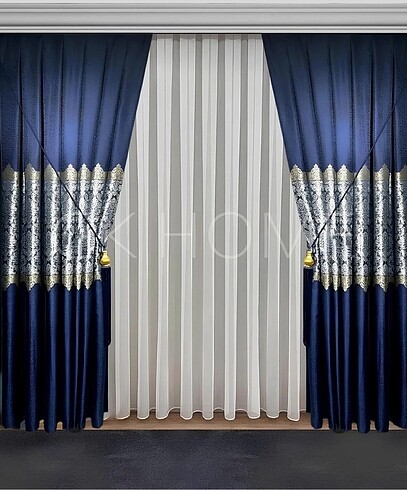 Lavenya home pano fon perde damask çiçek desenli fon perde sık 
