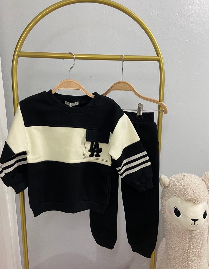 Siyah Erkek Bebek Kapüşonlu Takım 2-5 yaş - Görsel 2