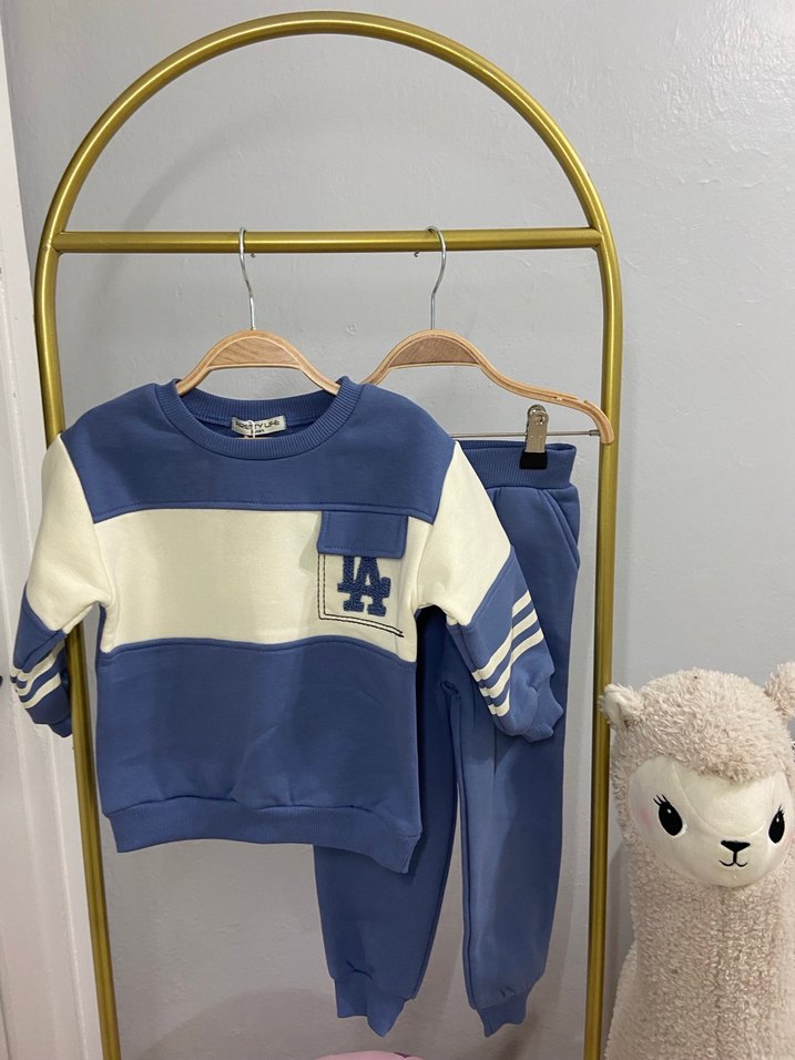 Mavi Bebek Erkek Örme Sweatshirt ve Eşofman Takımı 2-5 yaş - Görsel 2