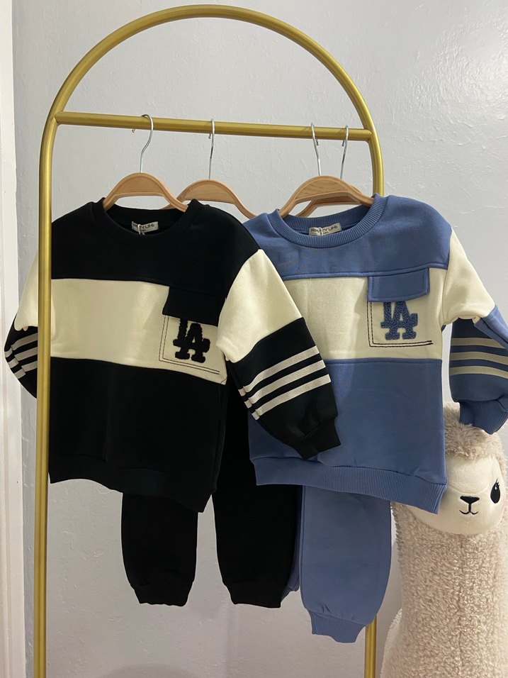 Mavi Bebek Erkek Örme Sweatshirt ve Eşofman Takımı 2-5 yaş - Görsel 3