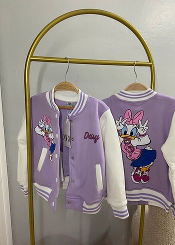 Kız Çocuk Mor Baskılı Pamuklu Ceket 4-12 yaş - Görsel 3