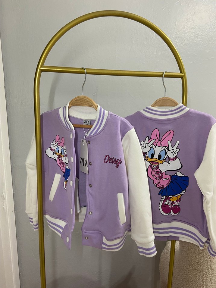 Kız Çocuk Mor Baskılı Pamuklu Ceket 4-12 yaş - Görsel 3