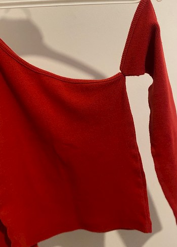 Kırmızı Uzun Kollu Triko Kadın Kazak - Görsel 3