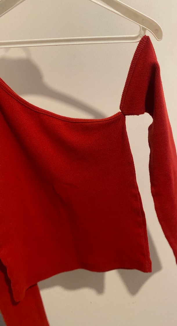 Kırmızı Uzun Kollu Triko Kadın Kazak - Görsel 3