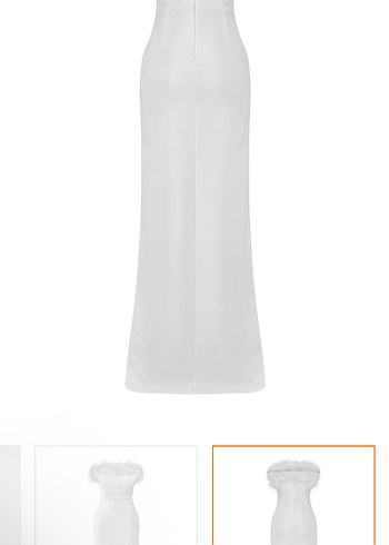 Tüylü Straplez Uzun Nikah Elbise - Görsel 17