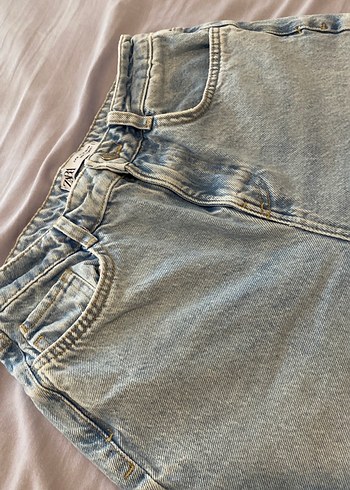 Zara Mavi Jean Düğmeli Bol Kesim Jean - Görsel 4