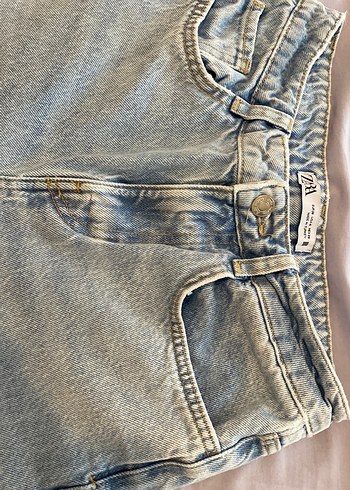 Zara Mavi Jean Düğmeli Bol Kesim Jean - Görsel 3