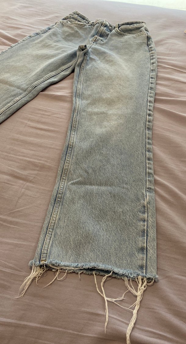 Zara Mavi Jean Düğmeli Bol Kesim Jean - Görsel 5