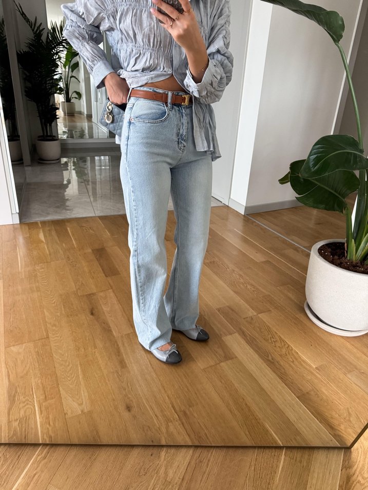 Zara Mavi Jean Düğmeli Bol Kesim Jean - Görsel 2