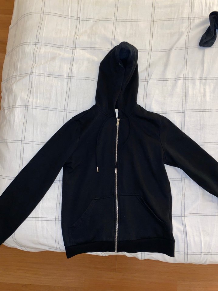 Siyah Fermuarlı Kadın Kapüşonlu Sweatshirt - Görsel 2