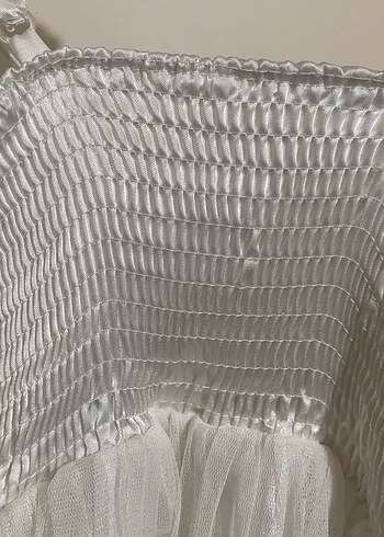 Gri Payet Detaylı Beyaz Mini Gelinlik - Görsel 5