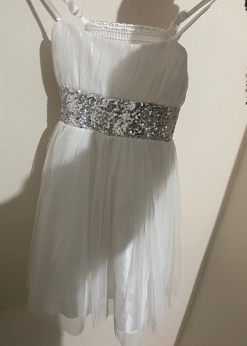 Gri Payet Detaylı Beyaz Mini Gelinlik - Görsel 3