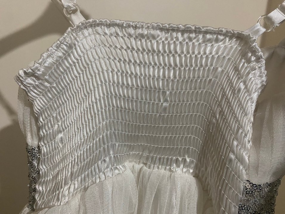 Gri Payet Detaylı Beyaz Mini Gelinlik - Görsel 5