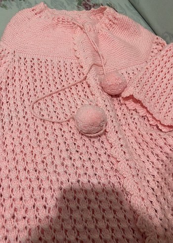 Pembe Bohem Örgü Kız Hırka - Görsel 3