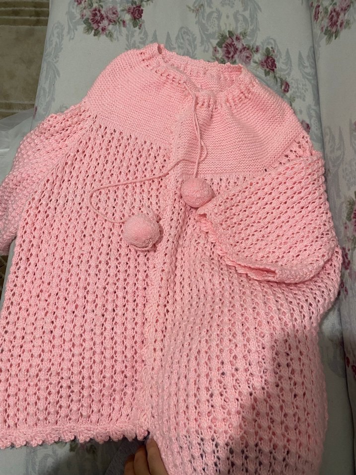 Pembe Bohem Örgü Kız Hırka - Görsel 4