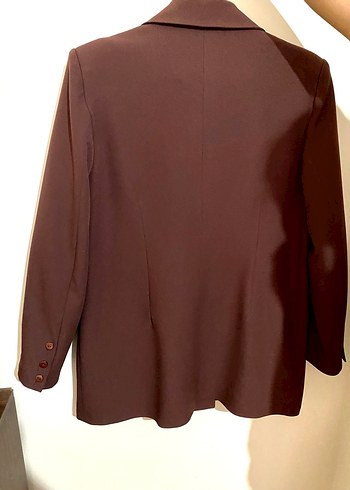 Kahverengi Kadın Düğmeli Midi Blazer - Görsel 2