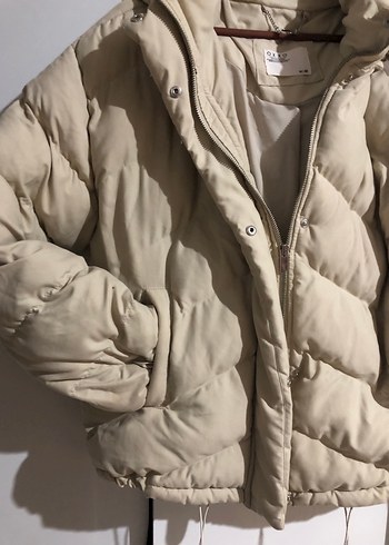 Bej Kadın Midi Kışlık Mont, Düğmeli - Görsel 4