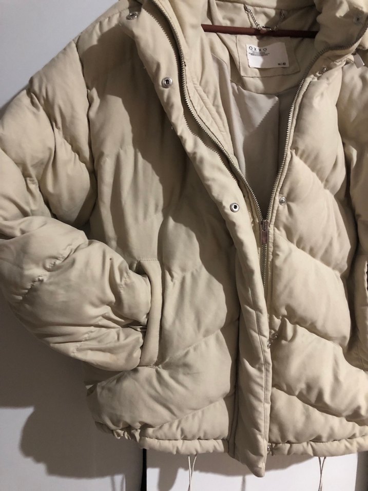 Bej Kadın Midi Kışlık Mont, Düğmeli - Görsel 4