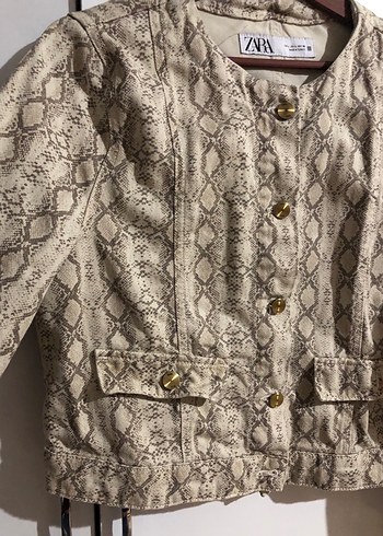 Yılan Desenli,, Kısa Kesim Kadın Ceket - Görsel 6