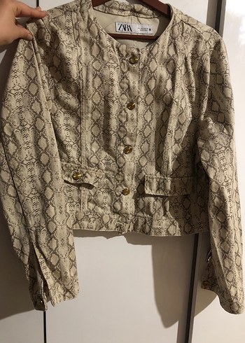 Yılan Desenli,, Kısa Kesim Kadın Ceket - Görsel 3