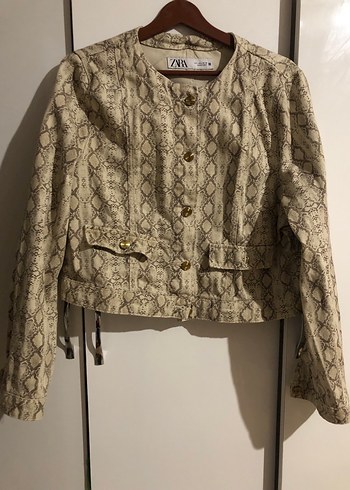 Yılan Desenli,, Kısa Kesim Kadın Ceket - Görsel 2