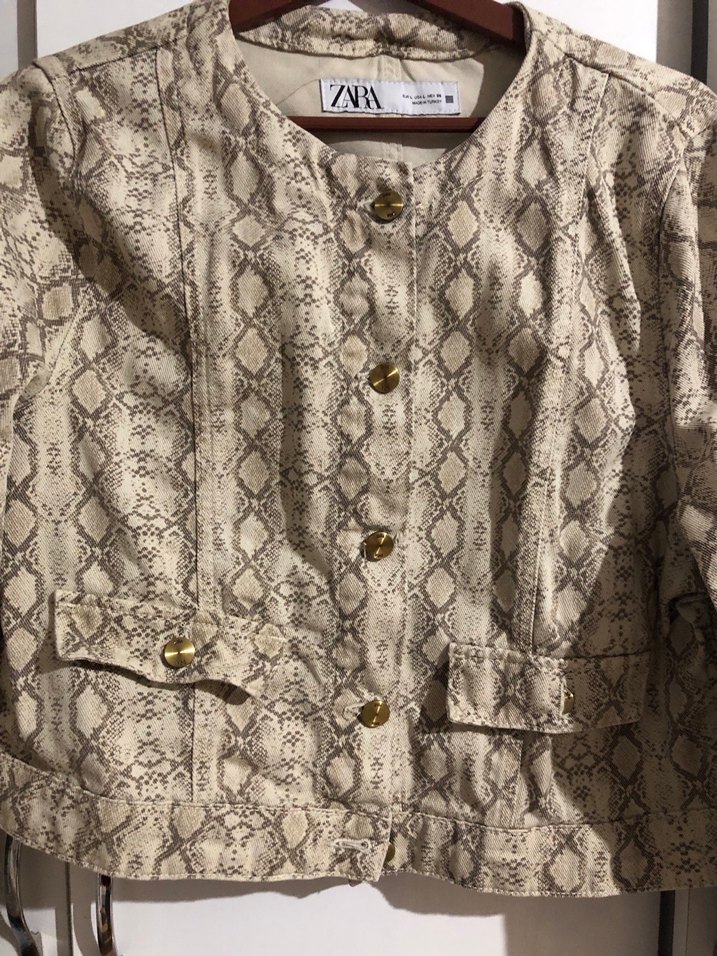 Yılan Desenli,, Kısa Kesim Kadın Ceket - Görsel 4