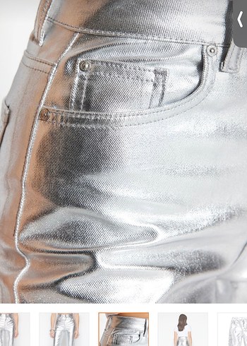Kadın Gri Metalik Midi Jean Pantolon - Görsel 6