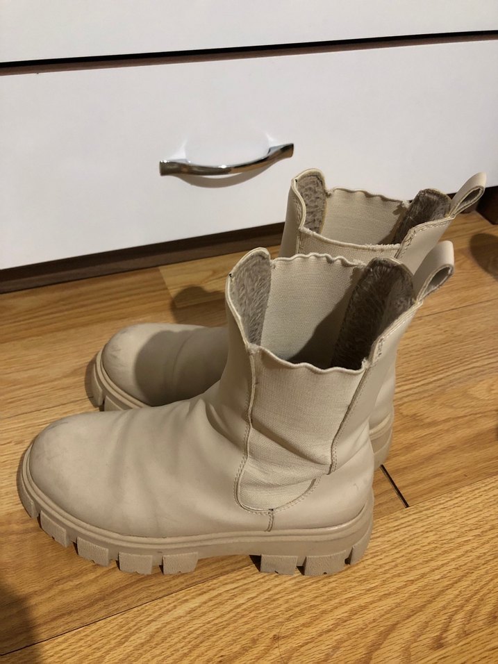 Bej Kadın Platform Topuklu Botlar - Görsel 3