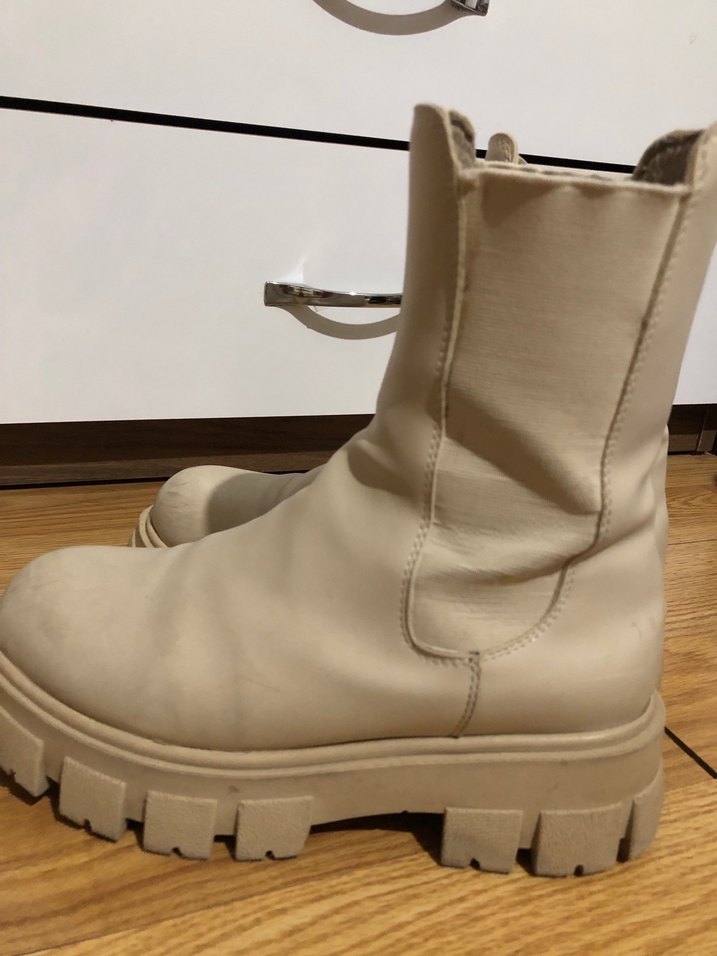 Bej Kadın Platform Topuklu Botlar - Görsel 4