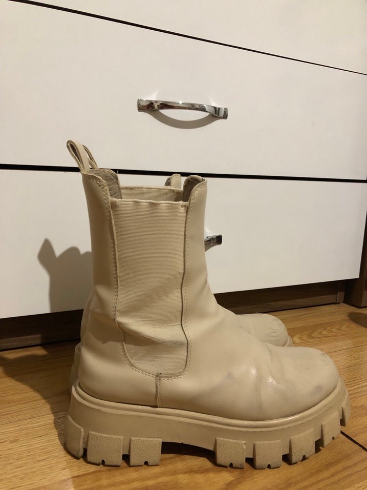 Bej Kadın Platform Topuklu Botlar - Görsel 2